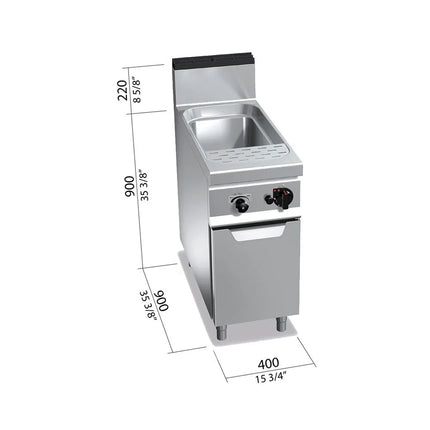 GGM Gastro Nồi Nấu Mì Gas - 1 Bồn - Đứng Độc Lập - 40L - 12kW - Có Van Xả - Có Tủ Bệ