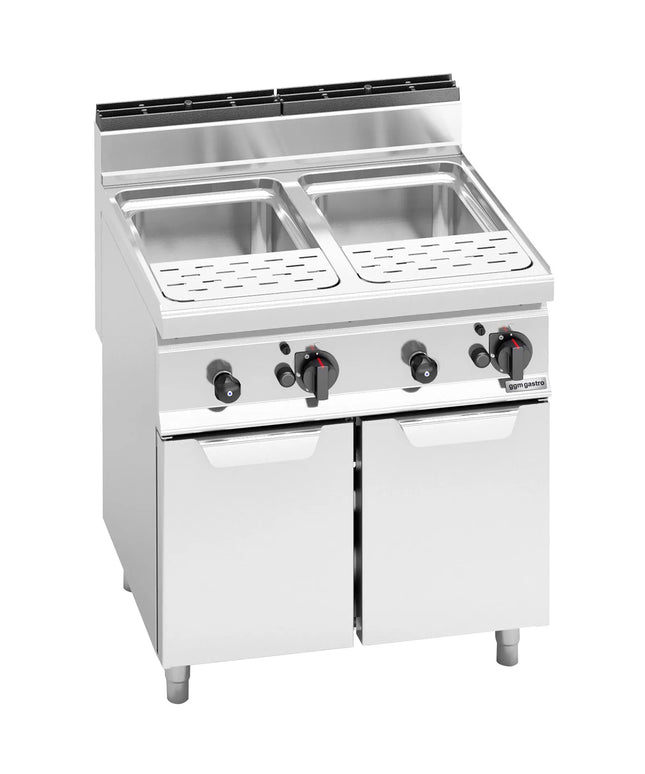 GGM Gastro Nồi Nấu Mì Gas - 2 Bồn - Đứng Độc Lập - 30L + 30L - 20kW - Có Van Xả