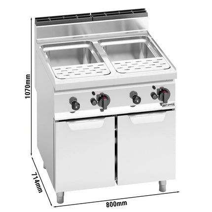 GGM Gastro Nồi Nấu Mì Gas - 2 Bồn - Đứng Độc Lập - 30L + 30L - 20kW - Có Van Xả