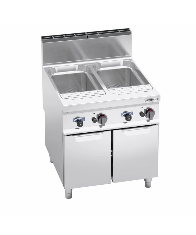 GGM Gastro Nồi Nấu Mì Gas - 2 Bồn - Đứng Độc Lập - 40+40L - 24kW - Có Van Xả