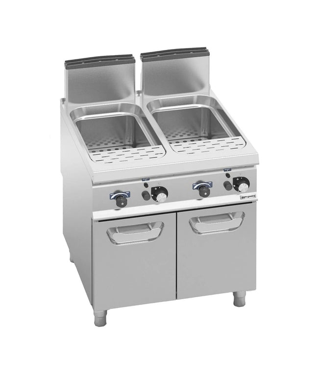 GGM Gastro Nồi Nấu Mì Gas - 2 Bồn - Đứng Độc Lập - 40+40L - 24kW - Có Van Xả