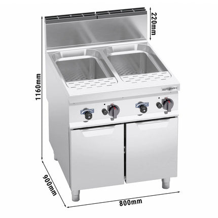 GGM Gastro Nồi Nấu Mì Gas - 2 Bồn - Đứng Độc Lập - 40+40L - 24kW - Có Van Xả