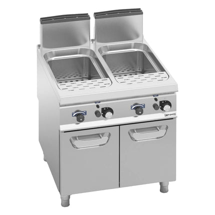 GGM Gastro Nồi Nấu Mì Gas - 2 Bồn - Đứng Độc Lập - 40+40L - 24kW - Có Van Xả