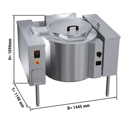 GGM Gastro Nồi Nấu Nghiêng Gas - 150L - 21kW - Gia Nhiệt Gián Tiếp - Kèm Đấu Nối Nước