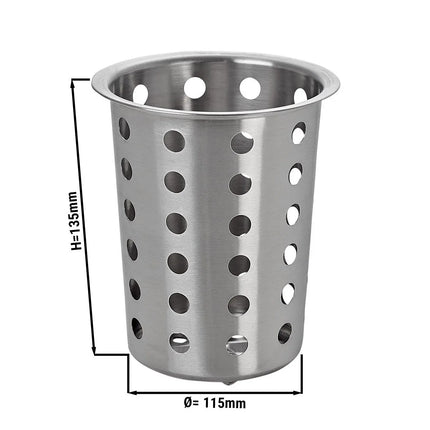 GGM Gastro Ống Đựng Dao Dĩa - Ø115mm - Cao 135mm - Thép Không Gỉ - Đục Lỗ