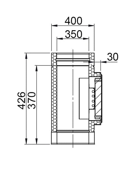 GGM Gastro Ống Khói Có Cửa Vệ Sinh - Thép Không Gỉ - Dài 0.426m - Cho Ống Ngoài Ø400mm - Ø350mm