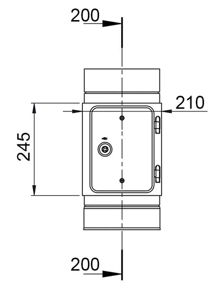 GGM Gastro Ống Khói Có Cửa Vệ Sinh - Thép Không Gỉ - Dài 0.426m - Cho Ống Ngoài Ø450mm - Ø400mm