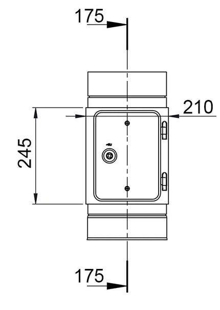 GGM Gastro Ống Khói Có Cửa Vệ Sinh - Thép Không Gỉ - Dài 0.426m - Cho Ống Ngoài Ø400mm - Ø350mm