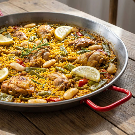 GGM Gastro Paella Pan - Ø 600mm - Carbon Steel - red handles