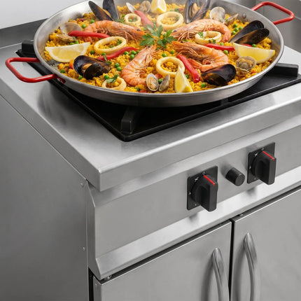 GGM Gastro Paella Pan - Ø 600mm - Carbon Steel - red handles