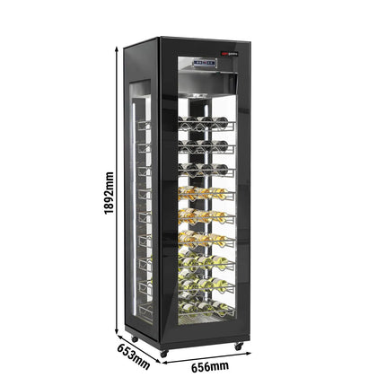 GGM Gastro Panoramic Commercial Wine Fridge - Black - Single Zone - 400L - max. 81 bottles