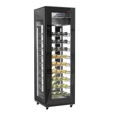 GGM Gastro Panoramic Commercial Wine Fridge - Black - Single Zone - 400L - max. 81 bottles