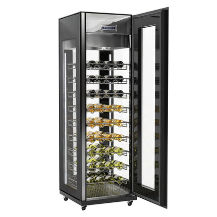 GGM Gastro Panoramic Commercial Wine Fridge - Black - Single Zone - 400L - max. 81 bottles