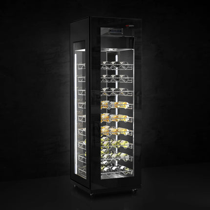 GGM Gastro Panoramic Commercial Wine Fridge - Black - Single Zone - 400L - max. 81 bottles