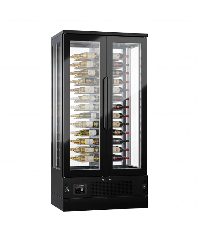 GGM Gastro Panoramic Commercial Wine Fridge - Black - Single Zone - 450L - max. 104 bottles
