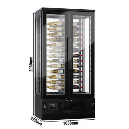 GGM Gastro Panoramic Commercial Wine Fridge - Black - Single Zone - 450L - max. 104 bottles