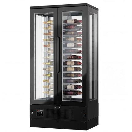 GGM Gastro Panoramic Commercial Wine Fridge - Black - Single Zone - 450L - max. 104 bottles