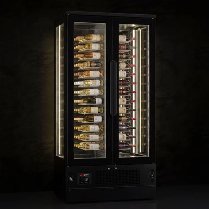 GGM Gastro Panoramic Commercial Wine Fridge - Black - Single Zone - 450L - max. 104 bottles