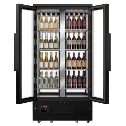 GGM Gastro Panoramic Commercial Wine Fridge - Stainless Steel - Single Zone - 450L - max. 128 bottles