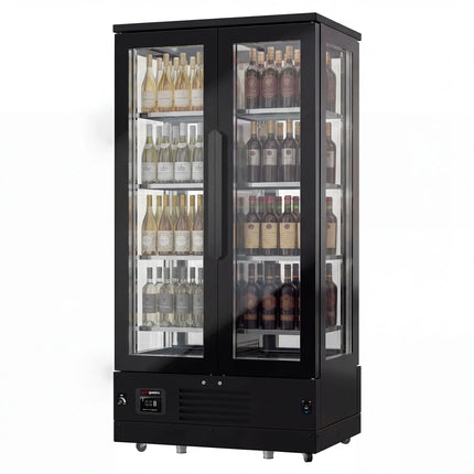 GGM Gastro Panoramic Commercial Wine Fridge - Stainless Steel - Single Zone - 450L - max. 128 bottles