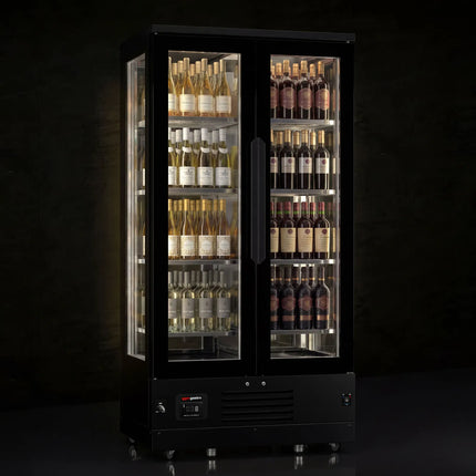 GGM Gastro Panoramic Commercial Wine Fridge - Stainless Steel - Single Zone - 450L - max. 128 bottles