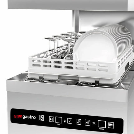 GGM Gastro Pass Through Dishwasher - Digital Controls - 8.7 kW - with Heat Recovery, Detergent and Rinse Aid Dosing Pumps, Drain Pump