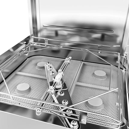 GGM Gastro Pass Through Dishwasher - Digital Controls - 8.7kW - incl. Inlet Table left, Outlet Table right - with Heat Recovery, Detergent & Rinse Aid Dosing Pumps, Drain Pump