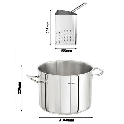 GGM Gastro Pasta Cooker Set - Stainless Steel - 22.4 L - Ø 360 mm - incl. 4 Baskets - Induction Compatible