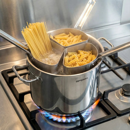GGM Gastro Pasta Cooker Set - Stainless Steel - 8 L - Ø 240 mm - incl. 3 Baskets - Induction Compatible