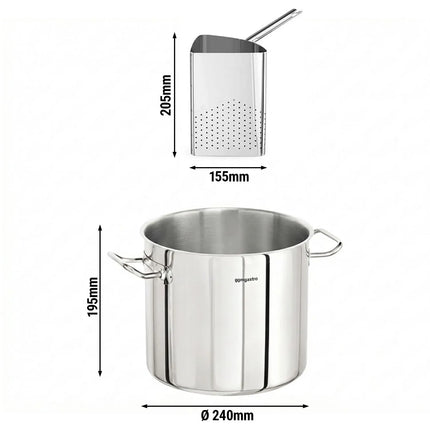 GGM Gastro Pasta Cooker Set - Stainless Steel - 8 L - Ø 240 mm - incl. 3 Baskets - Induction Compatible