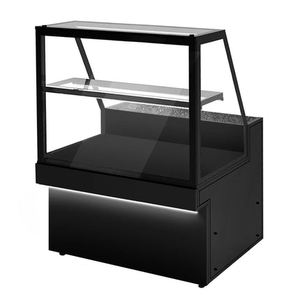 GGM Gastro Patisserie Counter TORONTO - 1300x800mm - black front - with 1 glass shelf - LED lighting - granite worktop