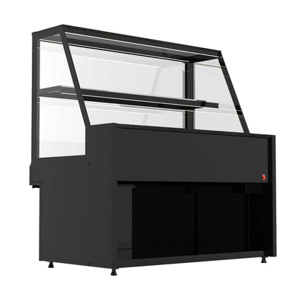 GGM Gastro Patisserie Counter TORONTO - 1300x800mm - black front - with 1 glass shelf - LED lighting - granite worktop