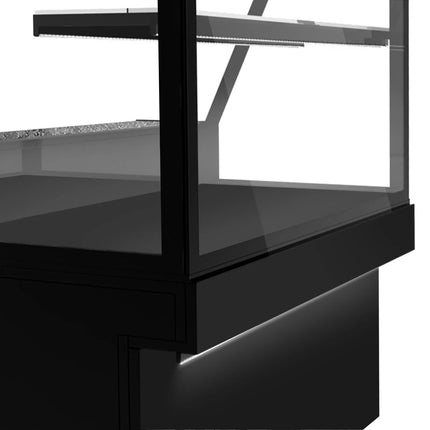 GGM Gastro Patisserie Counter TORONTO - 1300x800mm - black front - with 1 glass shelf - LED lighting - granite worktop