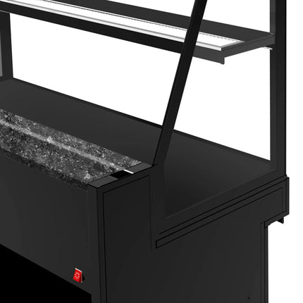 GGM Gastro Patisserie Counter TORONTO - 1300x800mm - black front - with 1 glass shelf - LED lighting - granite worktop