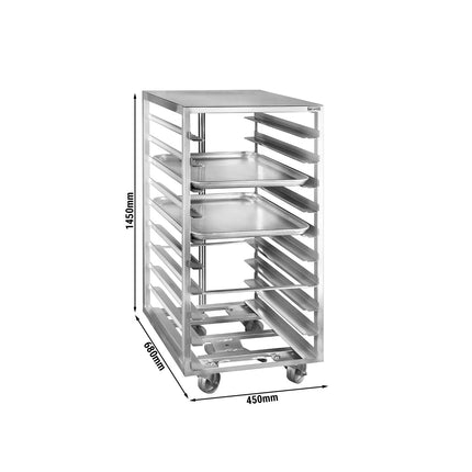 GGM Gastro Patisserie Tray Trolley -  Stainless Steel - 10-Level - for 10 x 600x400mm Trays - with low-noise braked castors