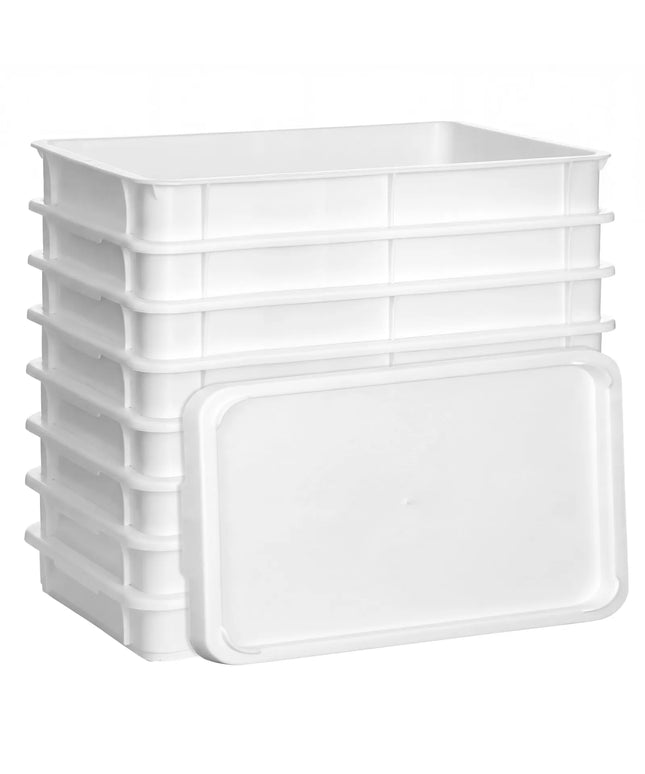 GGM Gastro Pizza Dough Tray Set - EN 600x400 - Height: 75mm - Polypropylene - White - 8 Trays & 1 Lid
