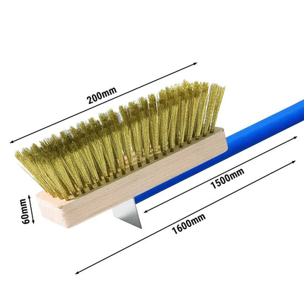 GGM Gastro Pizza oven brush with Scraper - 200x1600x105mm - Brass bristles