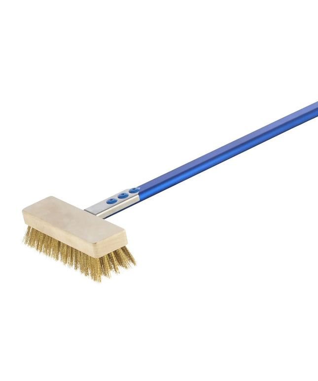 GGM Gastro Pizza oven brush with scraper - 211x699x72mm - Brass bristles, Stainless Steel scraper, Blue anodised aluminium handle