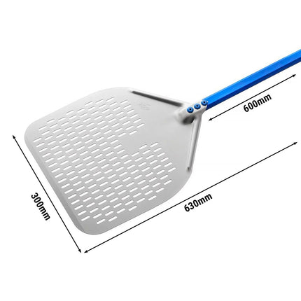 GGM Gastro Pizza Peel AZZURRA - Aluminium - 300x300mm - Length:60cm - perforated
