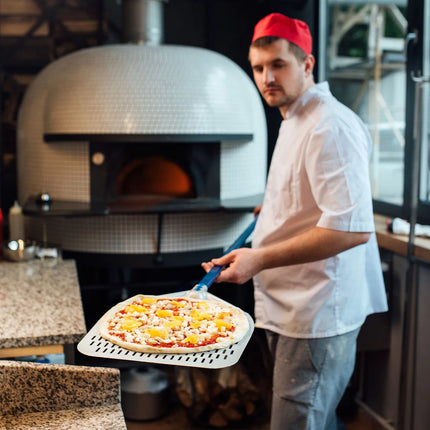 GGM Gastro Pizza Peel AZZURRA - Aluminium - 360x360mm - Length:60cm - perforated