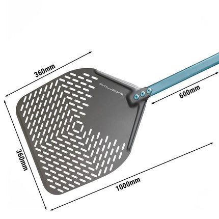 GGM Gastro Pizza Peel EVOLUZIONE - Aluminium - 360x360mm - Length:60cm - perforated - special S.H.A. anodising