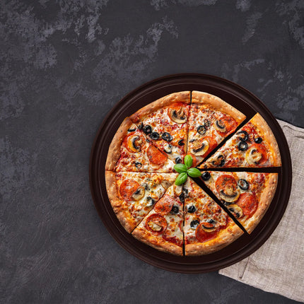 GGM Gastro Pizza Plate - flat - Polyethylene - Ø220mm - with juice groove - Brown