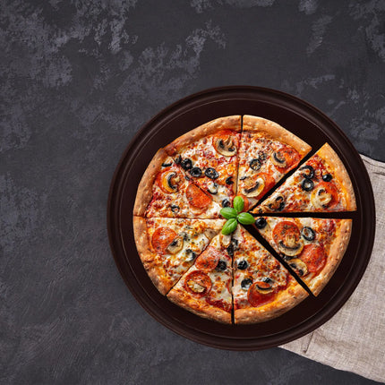 GGM Gastro Pizza Plate - flat - Polyethylene - Ø240mm - with juice groove - Brown
