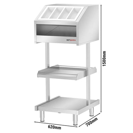 GGM Gastro Plate and Cutlery Trolley KOPENHAGEN - 620x700mm - Height: 1500mm - Stainless steel - Floor-standing model