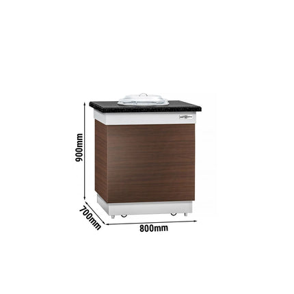 GGM Gastro Plate Dispenser DUBLIN - heated - 1kW - 700mm - with wheels - 50 plates - Black granite worktop