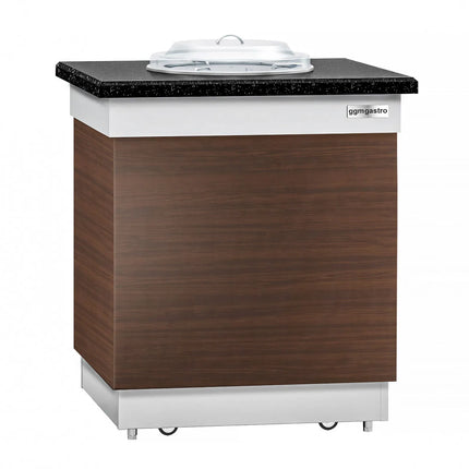 GGM Gastro Plate Dispenser DUBLIN - heated - 1kW - 700mm - with wheels - 50 plates - Black granite worktop