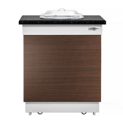 GGM Gastro Plate Dispenser DUBLIN - heated - 1kW - 700mm - with wheels - 50 plates - Black granite worktop