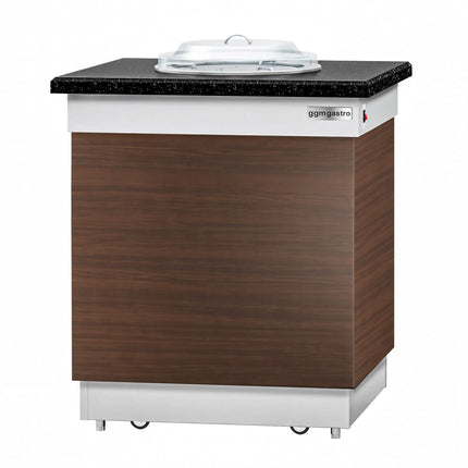 GGM Gastro Plate Dispenser DUBLIN - heated - 1kW - 700mm - with wheels - 50 plates - Black granite worktop