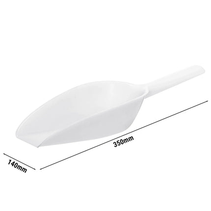 GGM Gastro Polycarbonate Ice Scoop - with Holder - 800ml (834 ml) - Large - White