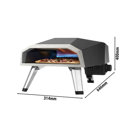 GGM Gastro Portable Outdoor Gas Pizza Oven - Single Deck - Refractory Stone Deck - for Ø 30cm (30.5 cm) pizza - up to 500°C - incl. Waterproof carry bag